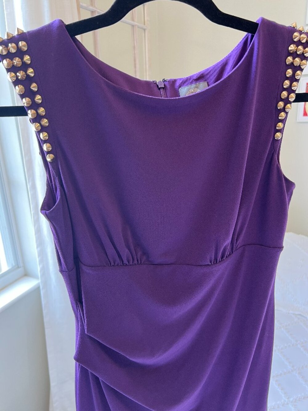 Vince Camuto Purple Women's Bodycon Gold Studded Sleeve SIZE 6